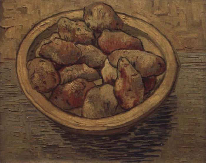 Vincent Van Gogh Style life with potatoes in a Schussel